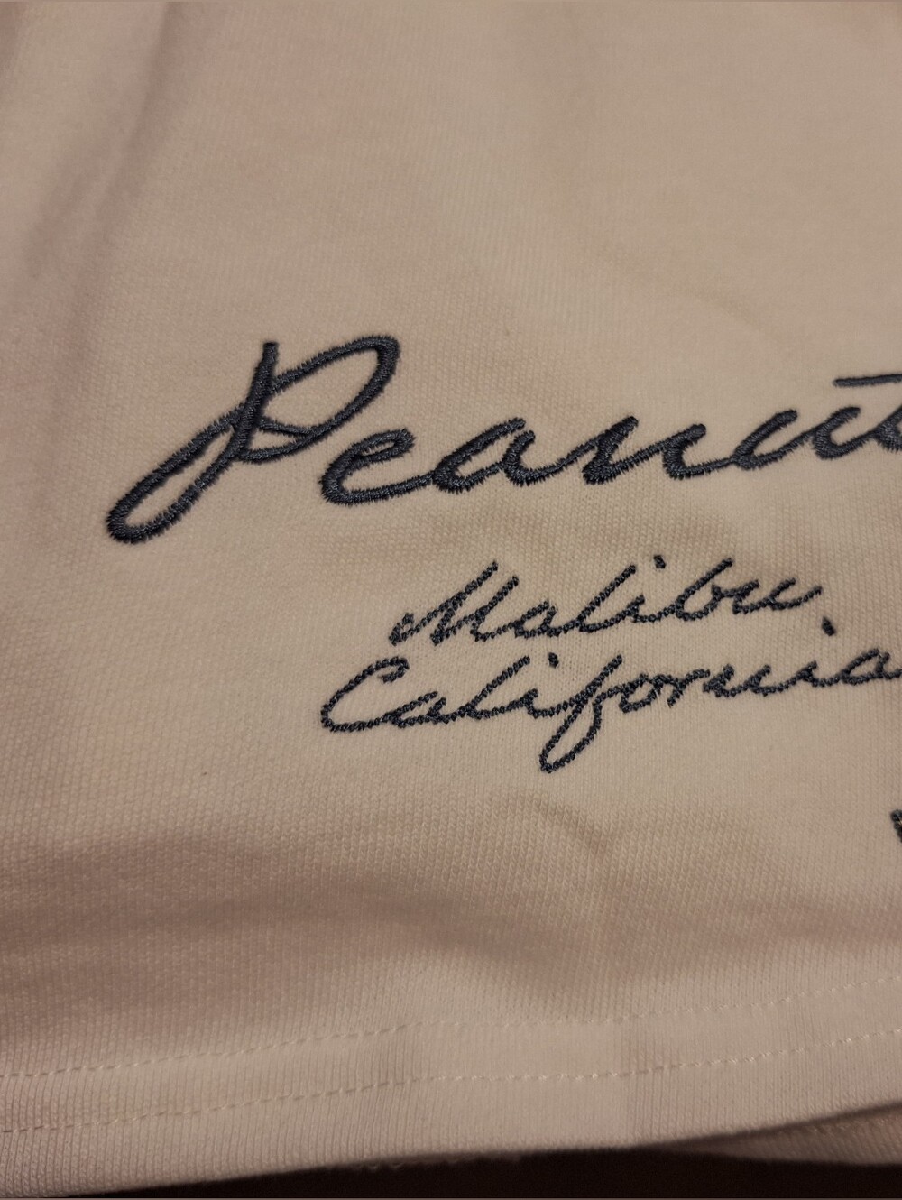 Peanuts White Short / skort with Navy Script Embroidery New Size Small